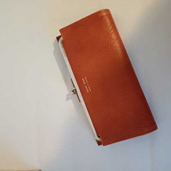 Vintage 1980s Genuine Leather Double Kiss Lock Brown Wallet Purse Made in Canada - Picture 10 of 11